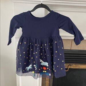 Hanna Andersson Navy Blue Unicorn Dress with Gold Stars NWT 2T